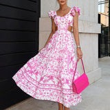 2026 Spring New Women's Fashion Temperament Collar High-Waisted Bohemian Dress Women HZ0108