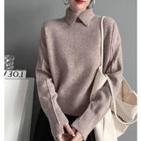 Standing Comfortable Soft-Creator Women's Knitted Shirt Autumn Casual Simple Holstered Shirt Long-Sleeved Sweater Woman HZ0108