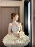 Niulatu Ball Gown Strapless Short Champagne Lolita Dresses Party Dress Birthday Outfits SD1197