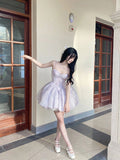 Vintage Ball Gown Lilac Short Mini Summer 18th Birthday Dress Lolita Dress Birthday Outfits HZ1214