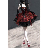 Cute Ball Gown Sweetheart Burgundy Short Lace Summer 18th Birthday Dress Lolita Dress Birthday Outfits HZ1214
