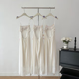 Cute A Line Spaghetti Straps Floral White Chiffon Summer Dress Holiday Party Outfits For Girls HZ1214