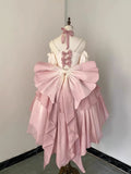 Vintage Ball Gown Spaghetti Straps Short Chiffon Summer 18th Birthday Dress High Low Ombre Pink Pearls Lolita Dress Birthday Outfits HZ1214