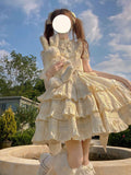 Vintage Ball Gown High Neck Lace Summer 18th Birthday Dress Lolita Dress Birthday Outfits HZ1214