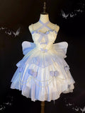 Vintage Ball Gown Spaghetti Straps Short Chiffon Summer 18th Birthday Dress High Low Ombre Blue Lolita Dress Birthday Outfits HZ1214