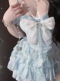 Cute Ball Gown Off The Shoulder Light Blue Short Summer 18th Birthday Dress Lolita Dress Birthday Outfits HZ1214