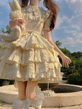 Vintage Ball Gown High Neck Lace Summer 18th Birthday Dress Lolita Dress Birthday Outfits HZ1214