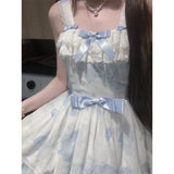 Vintage Ball Gown Square Neck White Blue Short Summer 18th Birthday Dress Lolita Dress Birthday Outfits HZ1214