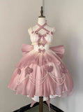 Vintage Ball Gown Spaghetti Straps Short Chiffon Summer 18th Birthday Dress High Low Ombre Pink Pearls Lolita Dress Birthday Outfits HZ1214