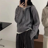 Over-Collar Design Jersey Knitted Jersey Autumn And Winter Women's Long-Sleeved Solid Color Temperament Loose Tops Women's Coat HZ0108
