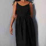 Spring 2025 Dress Women's Elegant Back Sexy V Collar High-Waist Fashion Sleeveless Sling Dress HZ0108