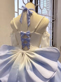 Vintage Ball Gown Spaghetti Straps Short Chiffon Summer 18th Birthday Dress High Low Ombre Blue Pearls Lolita Dress Birthday Outfits HZ1214