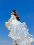 Vintage Ball Gown Spaghetti Straps Short Chiffon Summer 18th Birthday Dress Lolita Dress Birthday Outfits HZ1214