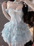 Cute Ball Gown Off The Shoulder Light Blue Short Summer 18th Birthday Dress Lolita Dress Birthday Outfits HZ1214