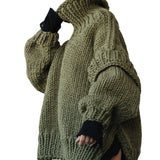 Sweater Coarse Knitted Sweater Knitted Women's Fluffy Long-Sleeved Turtleneck Sweater HZ0108