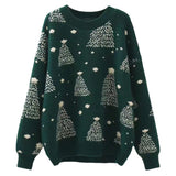 2025 Autumn And Winter New Korean Version Of The Round Collar Collar Loose Loose Lazy Wind Christmas Design Feeling Knitted Shirt Top Woman HZ0108