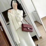 Knitted Sleeveless Dress Set Women's Autumn And Winter 2025 New Loose V-Neck Sweater Knitted Two Sets HZ0108