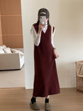 French Autumn And Winter Women's High-End Sweater Coat Women's Vest Vest Skirt Loose Long Knitwear Dress HZ0108