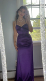 Niulatu Purple Satin Sheath Long Sheath Evening Dress HZ1007