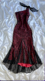Niulatu Burgundy One Shoulder Mermaid Evening Dress Formal Prom Dress HZ1007