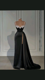 Niulatu Black Long Evening Dress With High Slit HZ1007