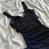 Niulatu A Line Spaghetti Strap Beaded Navy Blue Ombre Chiffon Party Dress Evening Dress HZ0113