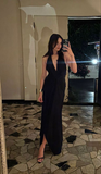 Niulatu Black Sleeveless Long Evening Dress Fashion Black Prom Gown HZ1007