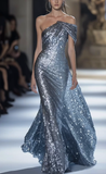 Niulatu One Shoulder Sequins Mermaid Prom Dress Long Evening Dress HZ1007