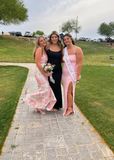 Niulatu Pink Satin Print Floral Evening Dress Mermaid Prom Dress HZ1007