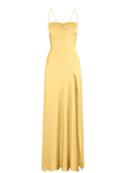 Niulatu Strps Yellow Slit Long Prom Dress HZ0113