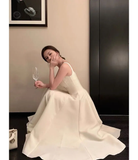 Niulatu Square Neck Plain Midi A-Line Evening Dress HZ1007