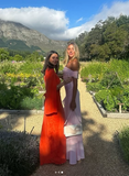 Niulatu Off The Shoulder Chiffon Slit Prom Dress Pink Formal Evening Dress HZ1007