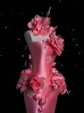 Niulatu Pink Satin 3D Flowers Mermaid Prom Dress Long Evening Dress HZ1007