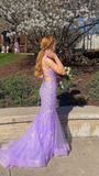 Niulatu Lavender Mermaid Prom Dress With Train Lavender Evening Dress HZ1007