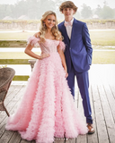 Niulatu Tulle Ruffled Gown Tulle Prom Dress Corset Tulle Evening Dress HZ1007