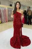 One Shoulder Purple Sequin Mermaid Long Formal HZ0308