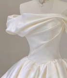 Elegant Ball Gown Off The Shoulder Satin Wedding Dresses White Brides Dress HZ1214