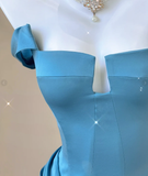 Classy Mermaid Strapless Blue Satin Evening Dress Long Prom Dresses HZ1214