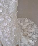 Elegant Mermaid High Neckline White Lace Sleeveless Wedding Dresses Brides Dress HZ1214