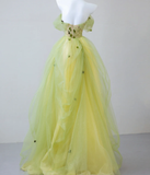 Sexy Ball Gown Off The Shoulder Sage Green Elegant Tulle Long Prom Dresses HZ1214