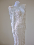 Unique Mermaid V Neckline White Lace Long Sleeves Wedding Dresses Brides Dress HZ1214