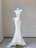 Unique Mermaid Sweetheart White Lace Long Wedding Dresses Brides Dress HZ1214