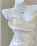 Unique Mermaid Sweetheart Ivory Satin Long Wedding Dresses Brides Dress HZ1214