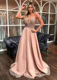 Niulatu Line Long Prom Dresses with lace Evening Dress HZ0113