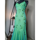 Niulatu Mermaid Spaghetti Straps 90s Green Prom Dresses Evening Gowns With Beads HZ1110