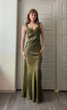 Niulatu Sheath Olive Green Prom Dresses Long Formal Dress HZ0113