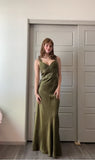 Niulatu Sheath Olive Green Prom Dresses Long Formal Dress HZ0113