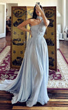 Niulatu A Line One Shoulder Light Sky Blue Chiffon Long Evening Dress Prom Dresses Birthday Outfits HZ1110