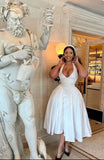 Niulatu Ball Gown V Neckline White Satin Evening Dress Prom Dresses HZ1110