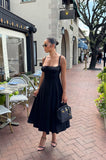 Niulatu A line Straps Black Sleeveless Prom Dress Formal Evening Dresses HZ1110